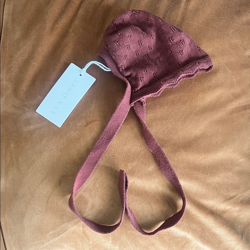Jamie Kay Burgundy Baby Bonnet